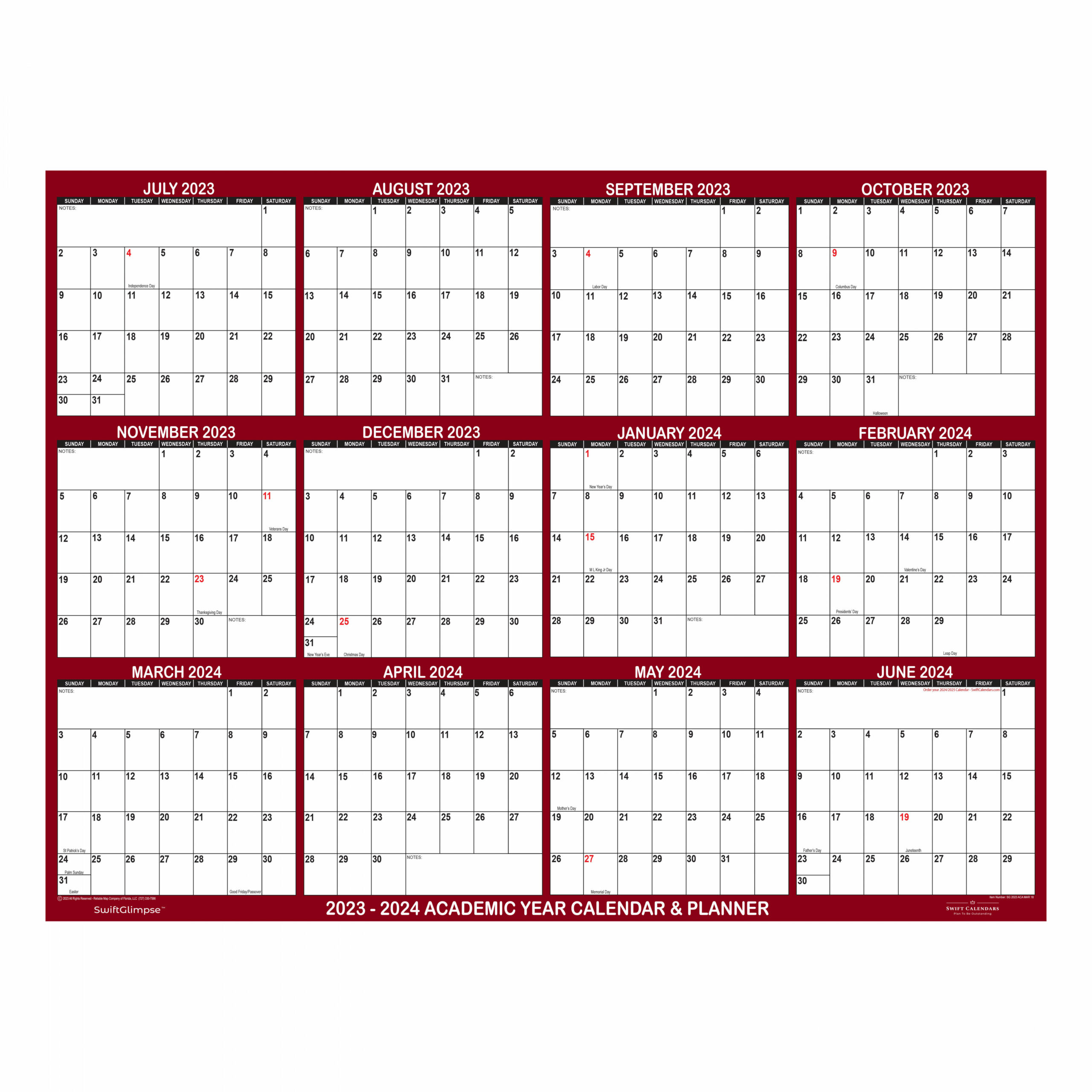 -  Academic Planning Calendar " x " Maroon