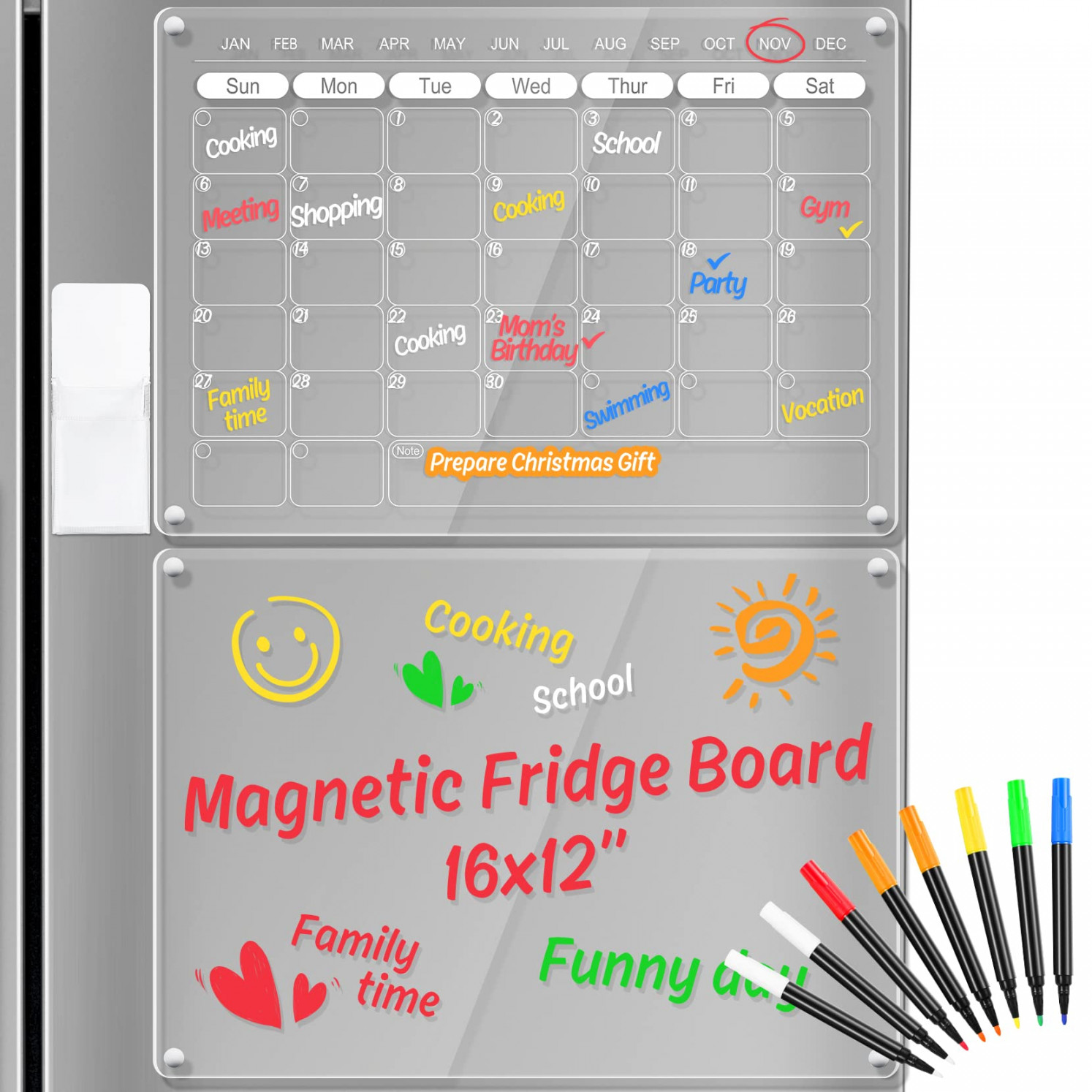 Acrylic Magnetic Calendar & Memo Board Monthly Dry Erase Board w/  Markers  & Magnetic Pen Holder, PSee more Acrylic Magnetic Calendar & Memo Board