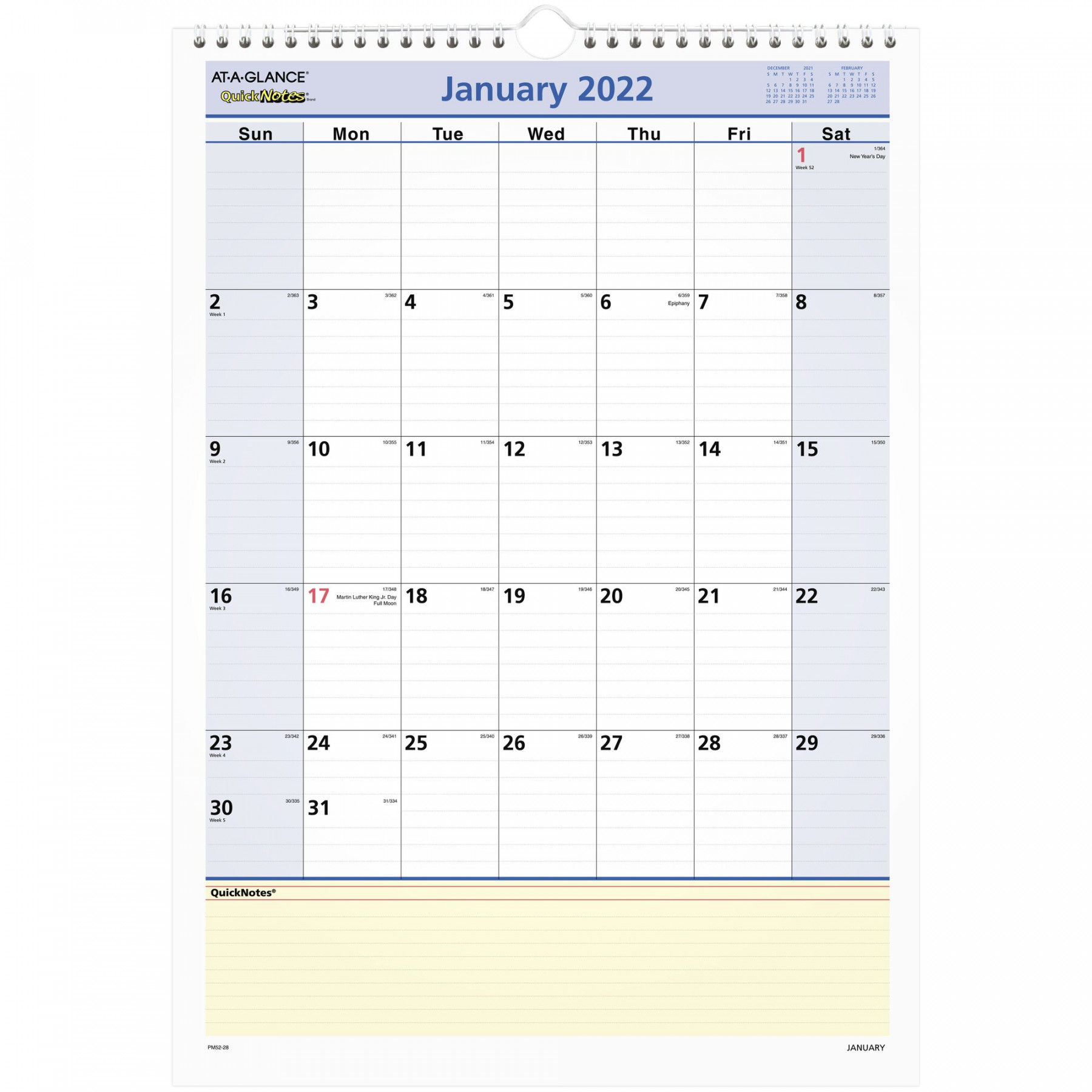 AT-A-GLANCE QuickNotes Wall Calendar,  x ,  (PM