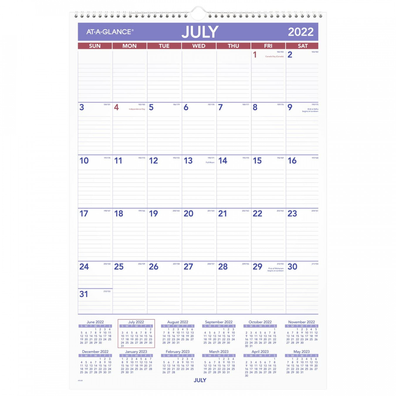 AT-A-GLANCE - Wall Calendar, Monthly Academic, -/" x -/",  Large, Student (AY8) - July -June