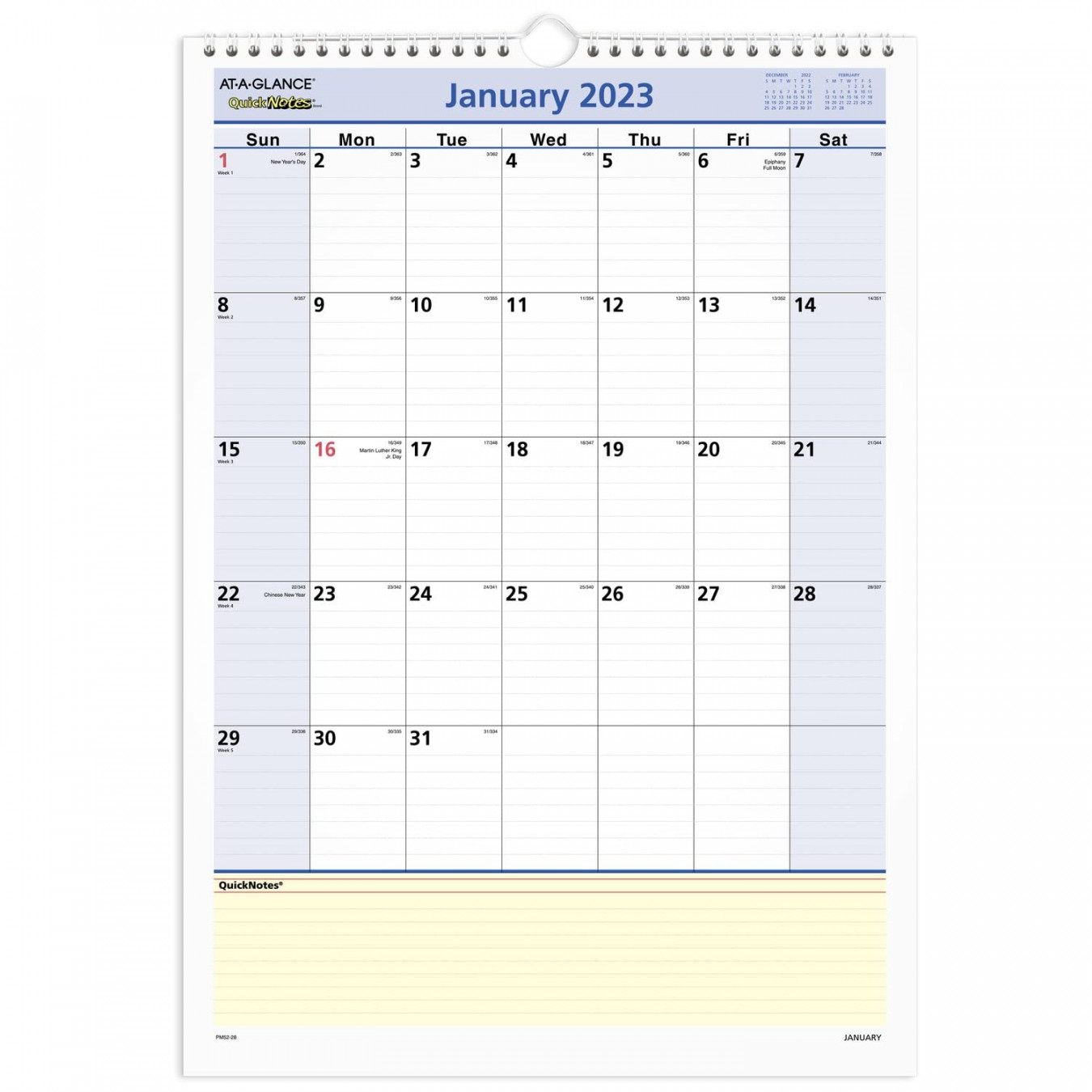 AT-A-GLANCE  Wall Calendar, QuickNotes, " x ", Medium, Spiral  Bound, Monthly (PM)