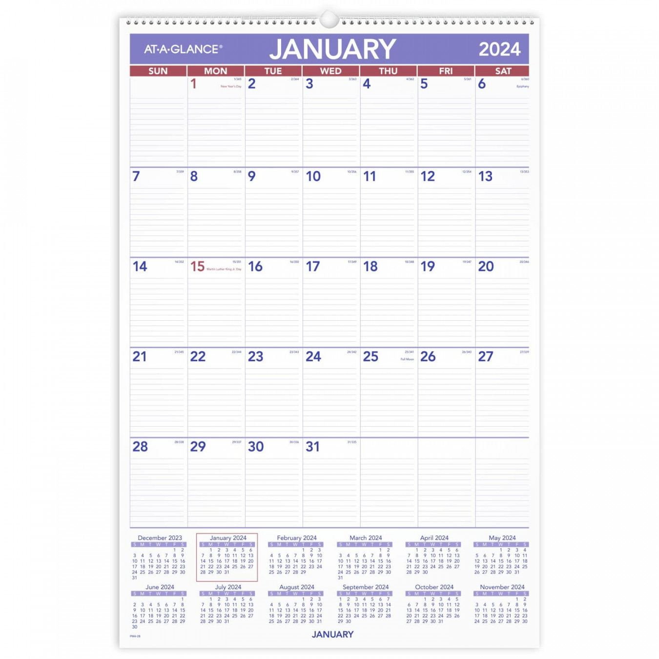 AT-A-GLANCE  Wall Calendar, " x ", Extra Large, Spiral Bound,  Monthly (PM)