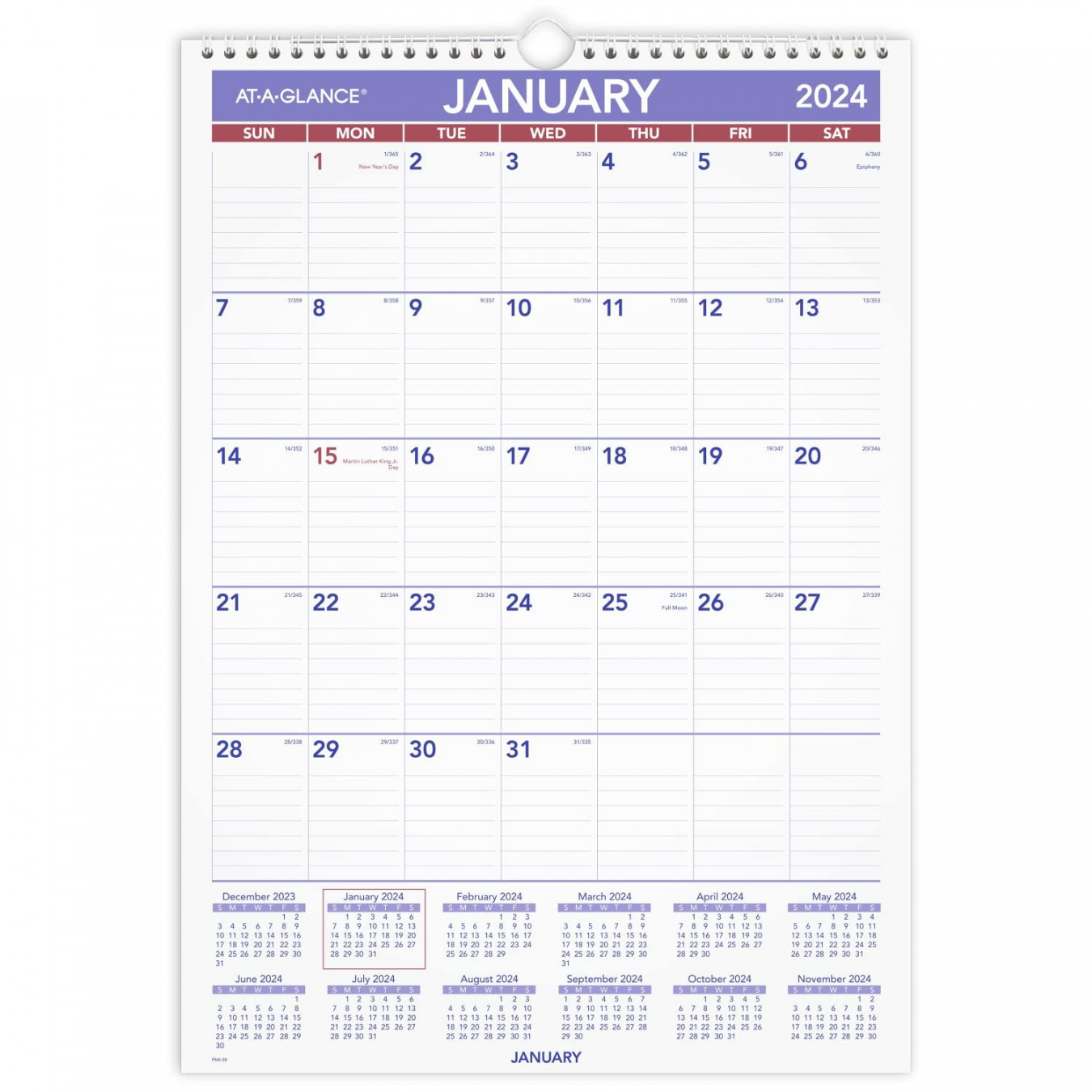 AT-A-GLANCE  Wall Calendar, " x ", Medium Tall, Spiral Bound,  Monthly (PM)