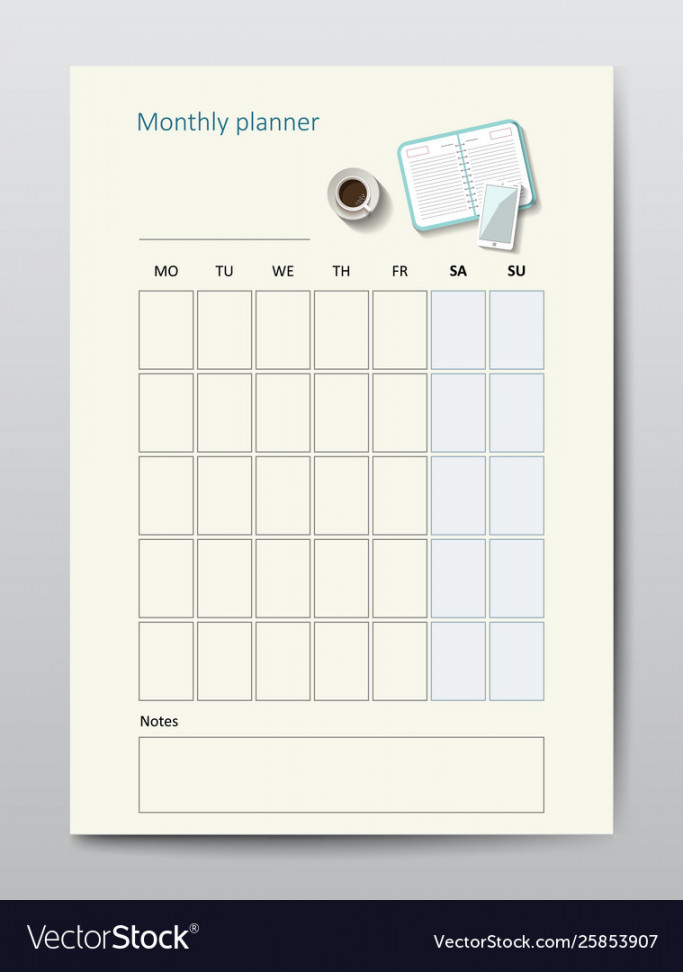 Business planner calendar template monthly Vector Image