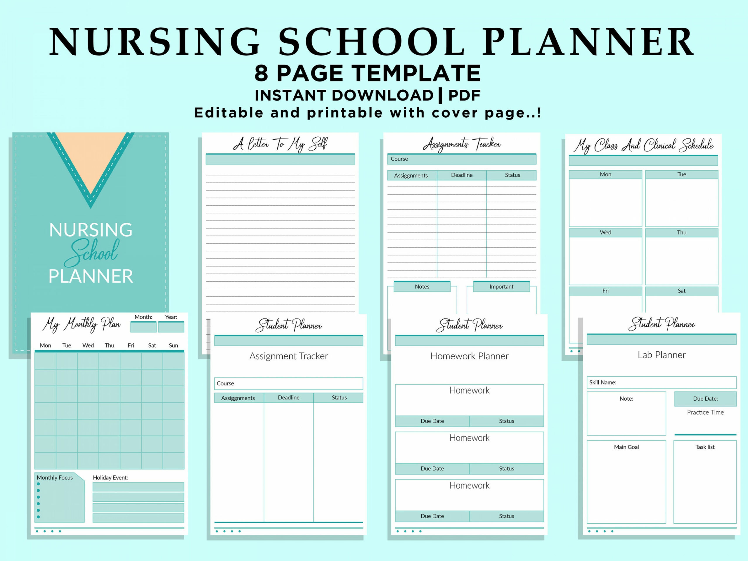 Buy PRINTABLE Nursing Student Planner Nursing Notes Nursing Online