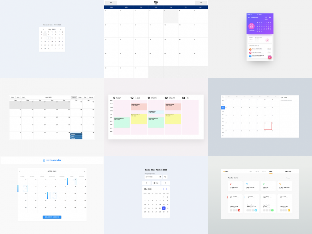 Calendar Templates From CodePen – Calendar Tricks