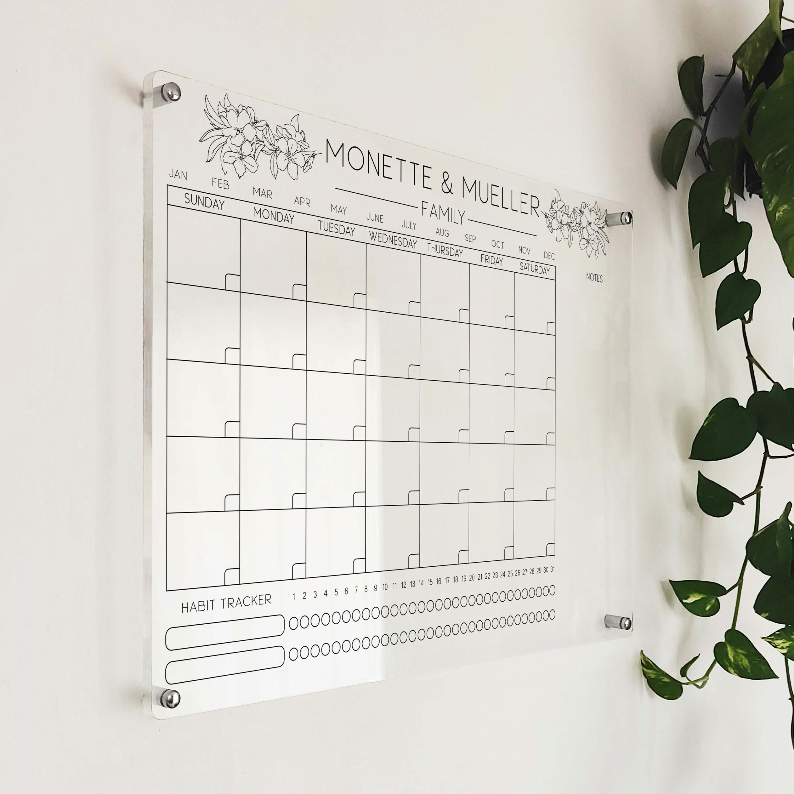Custom Acrylic Flourish Wall Planner Wall Family Calendar - Etsy
