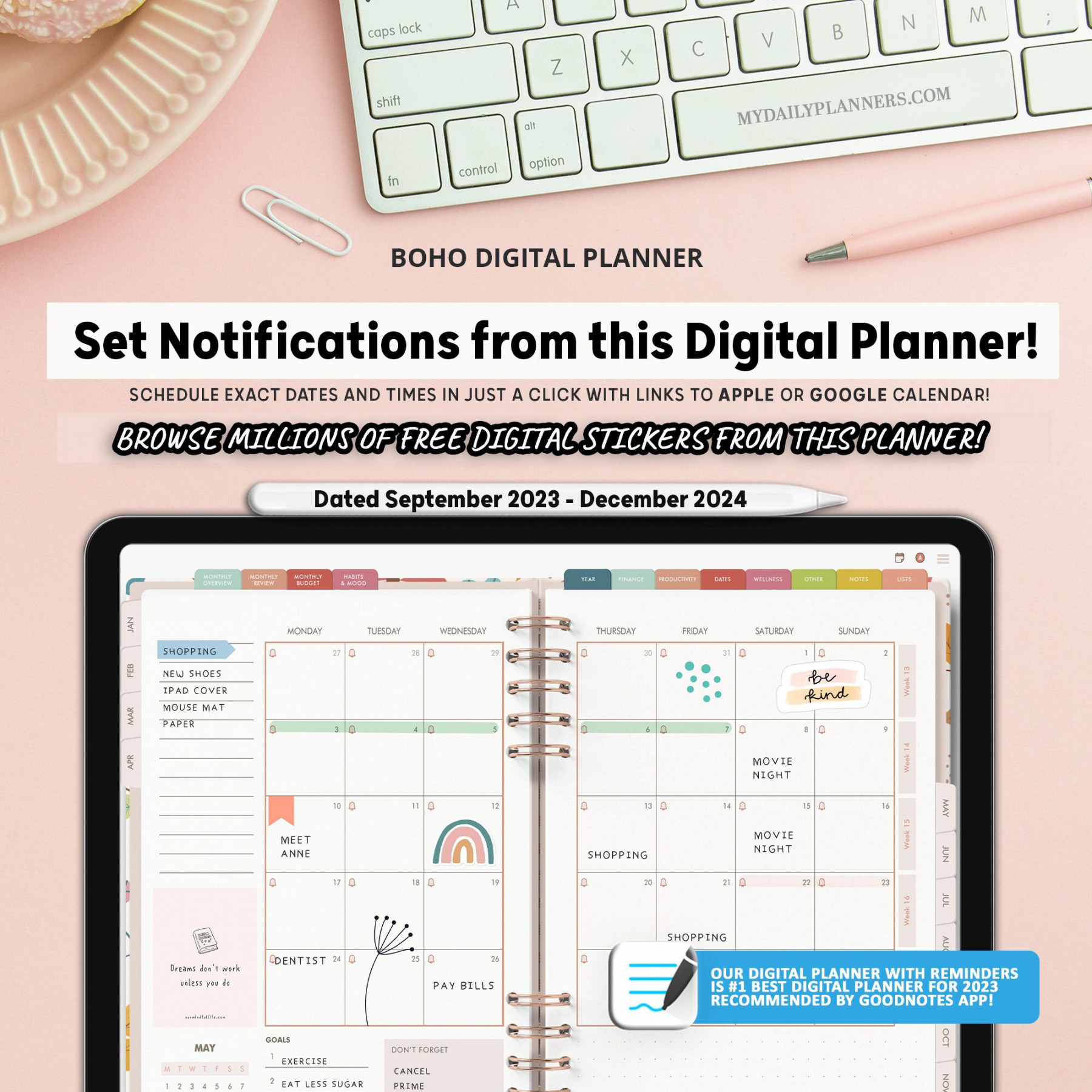Digital Planner for iPad With Links to Google and Apple Cal