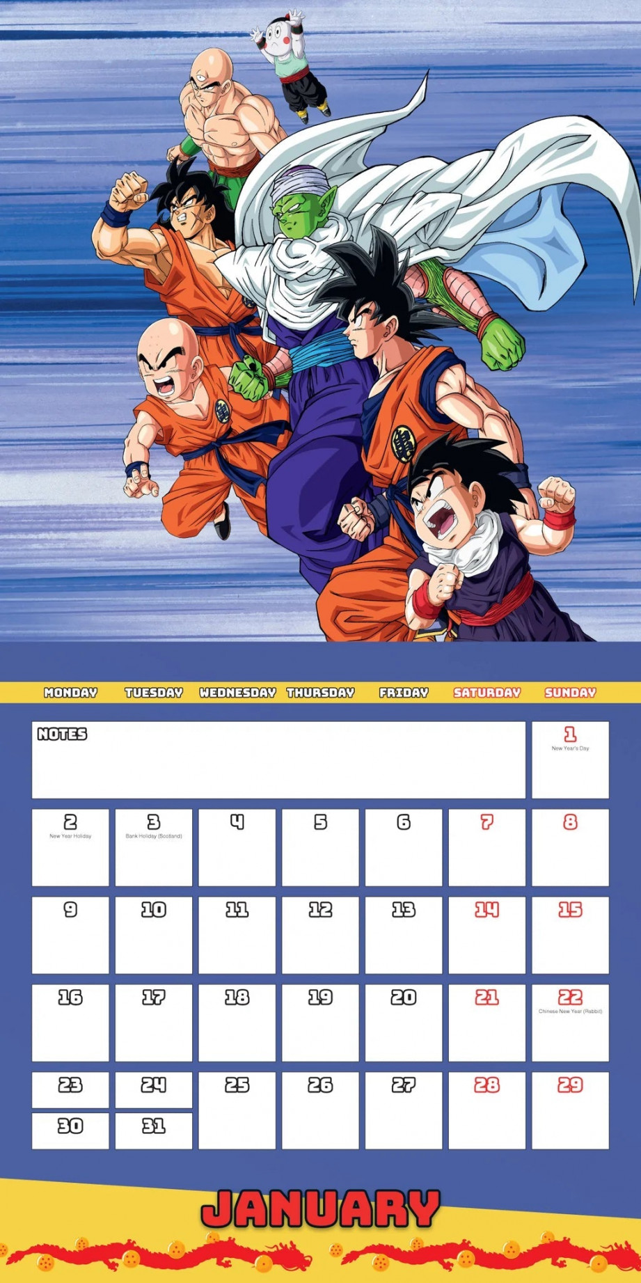 Dragon Ball Z - Square Wall Calendar