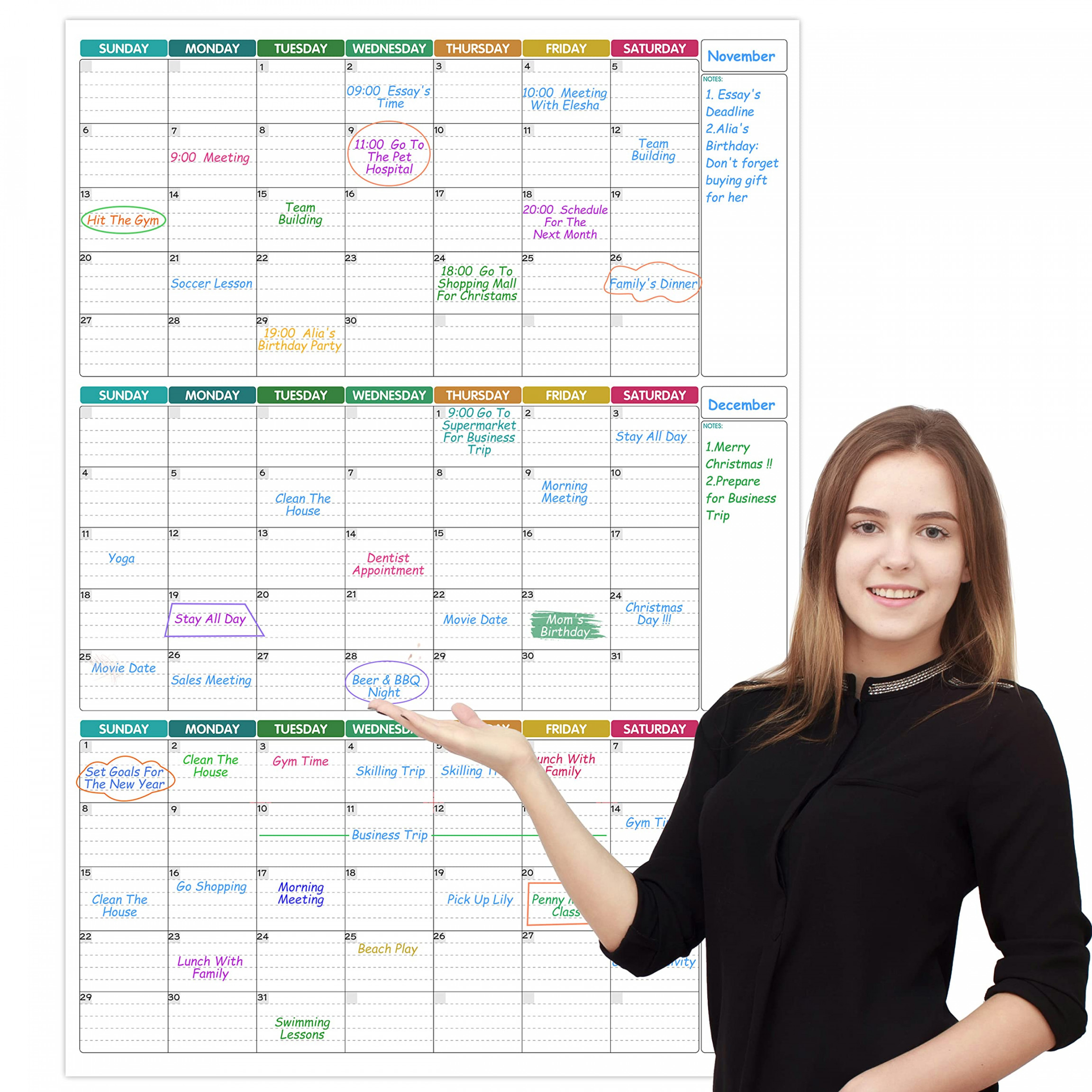 Dry Erase Calendar for Wall -  Month Vertical Wall Calendar, " x ",  Reusable Monthly Quarterly See more Dry Erase Calendar for Wall -  Month