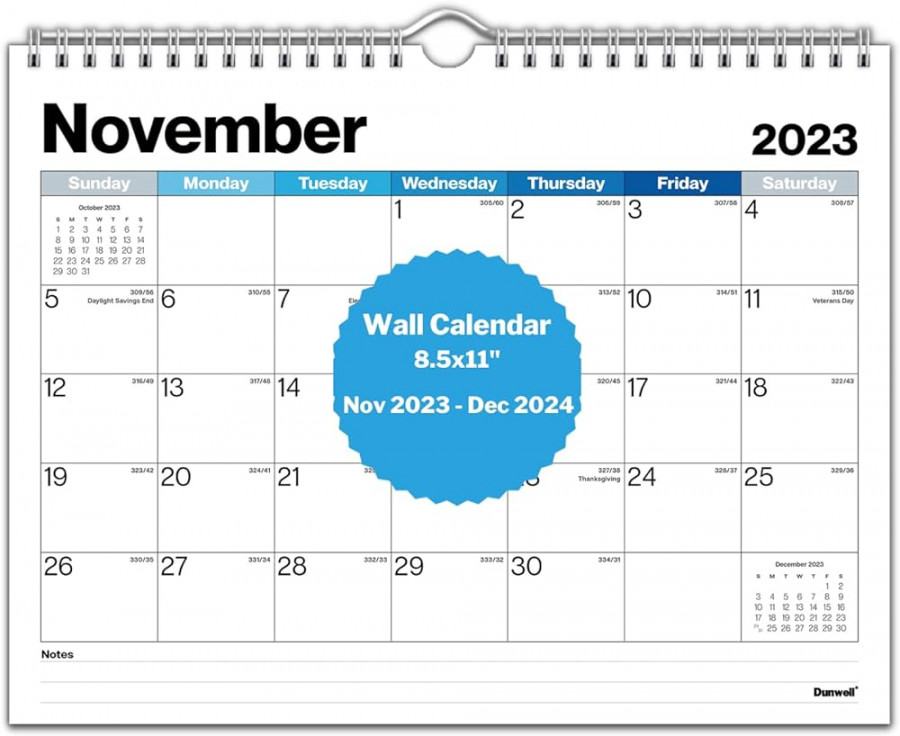 Dunwell Small Wall Calendar  - (Blue Shades)