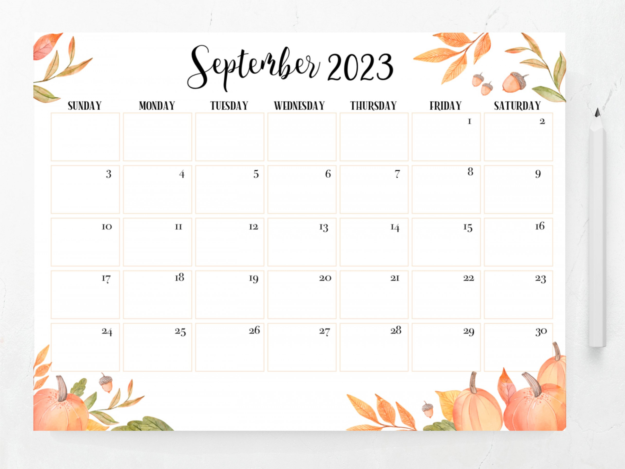 Editable September  Calendar Printable Calendar - Etsy