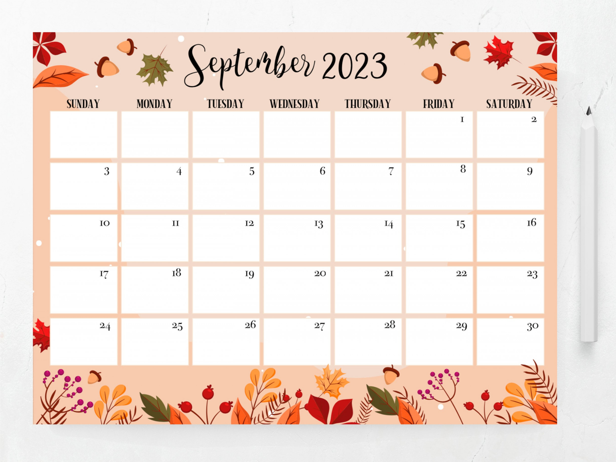 Editable September  Calendar  Printable Calendar  Fillable Editable  Calendar Planner  Monthly Planner Template  PDF Instant Download