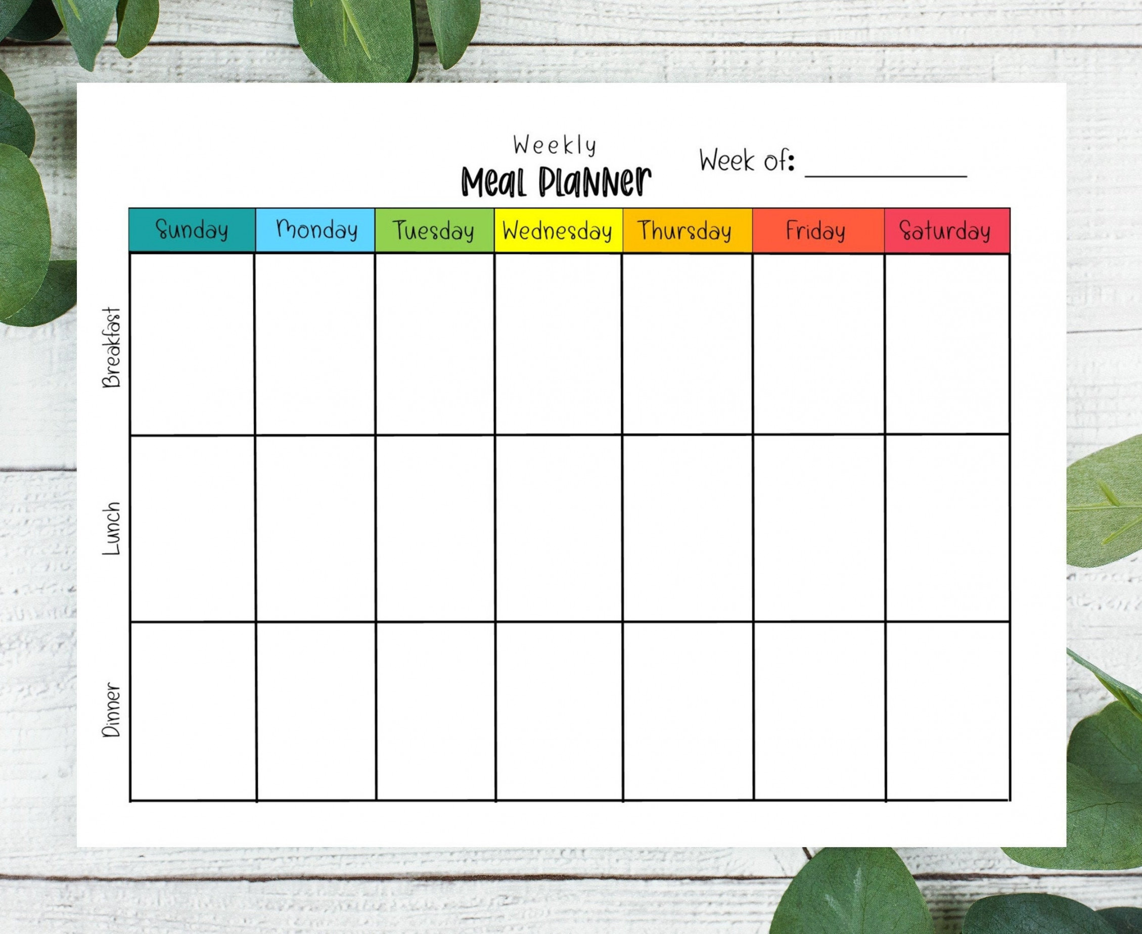 EDITABLE Weekly Meal Planner, Meal Plan Template, Meal Plan Printable,  Weekly Menu Planner, Calendar Meal Planner, Printable Planner