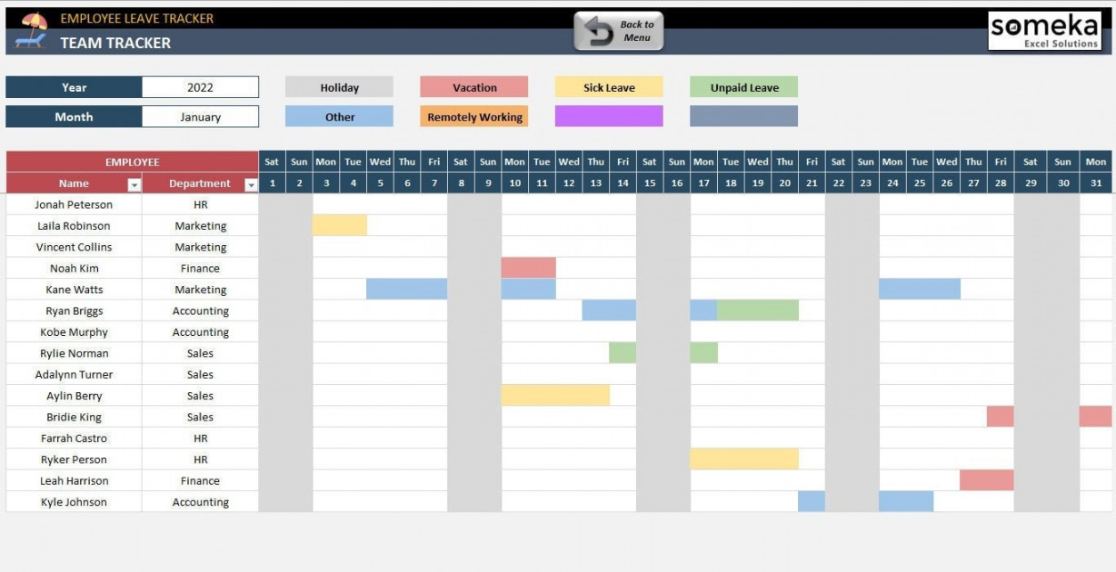 Employee Leave Tracker & Vacation Planner Excel Template - Etsy