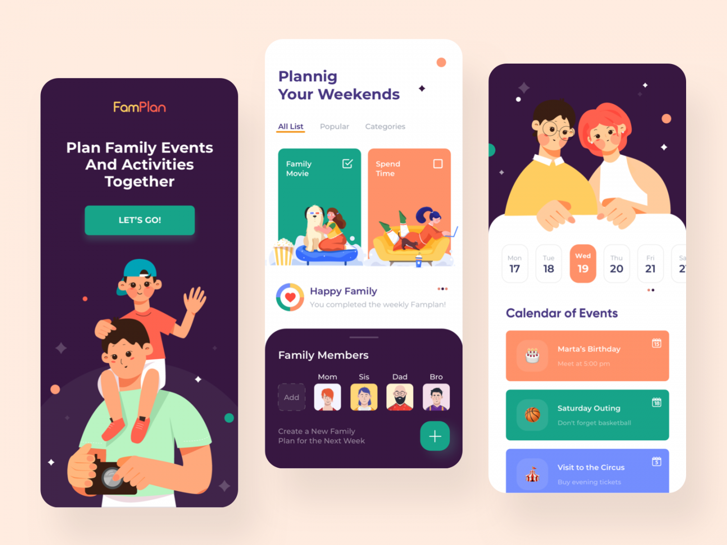 Family Planner App by Afterglow on Dribbble