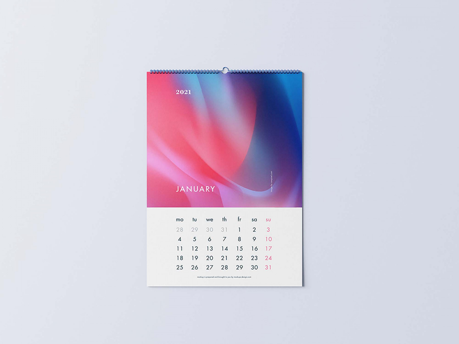 Free  Angles Wall Calendar Mockup (PSD)