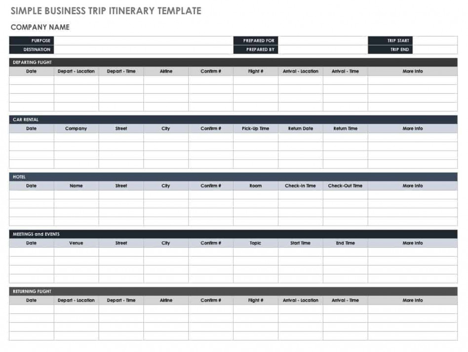 Free Itinerary Templates  Smartsheet