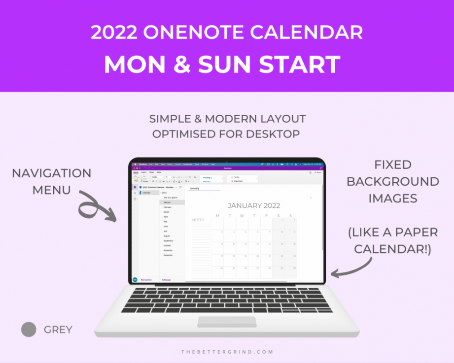 Free  OneNote Calendar Template - The Better Grind