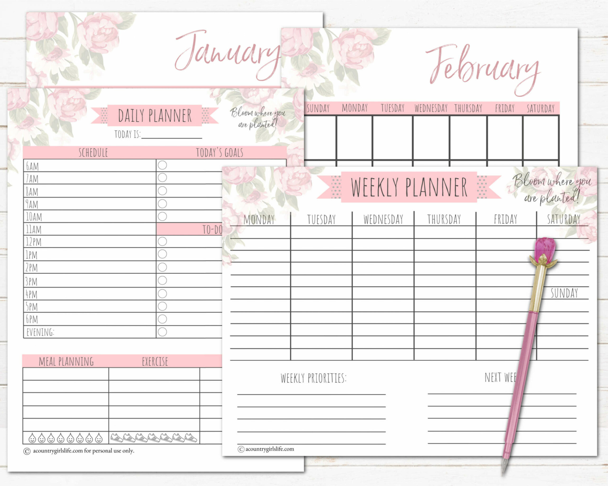 FREE Printable Daily Planner {+FREE Matching Monthly & Weekly