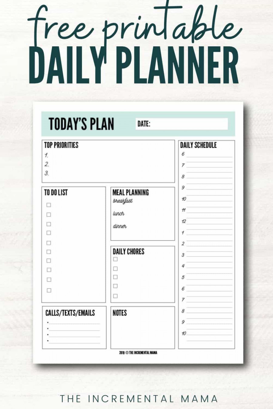 Free Printable Daily Planner Template to Get More Done  Daily