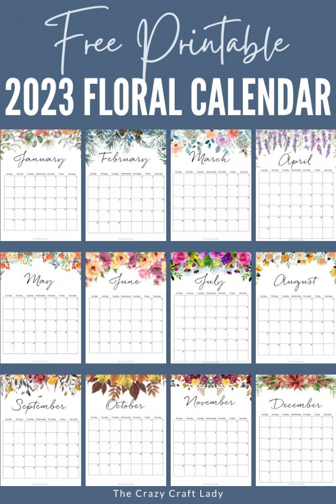 Free Printable Floral Wall Calendar - The Crazy Craft Lady
