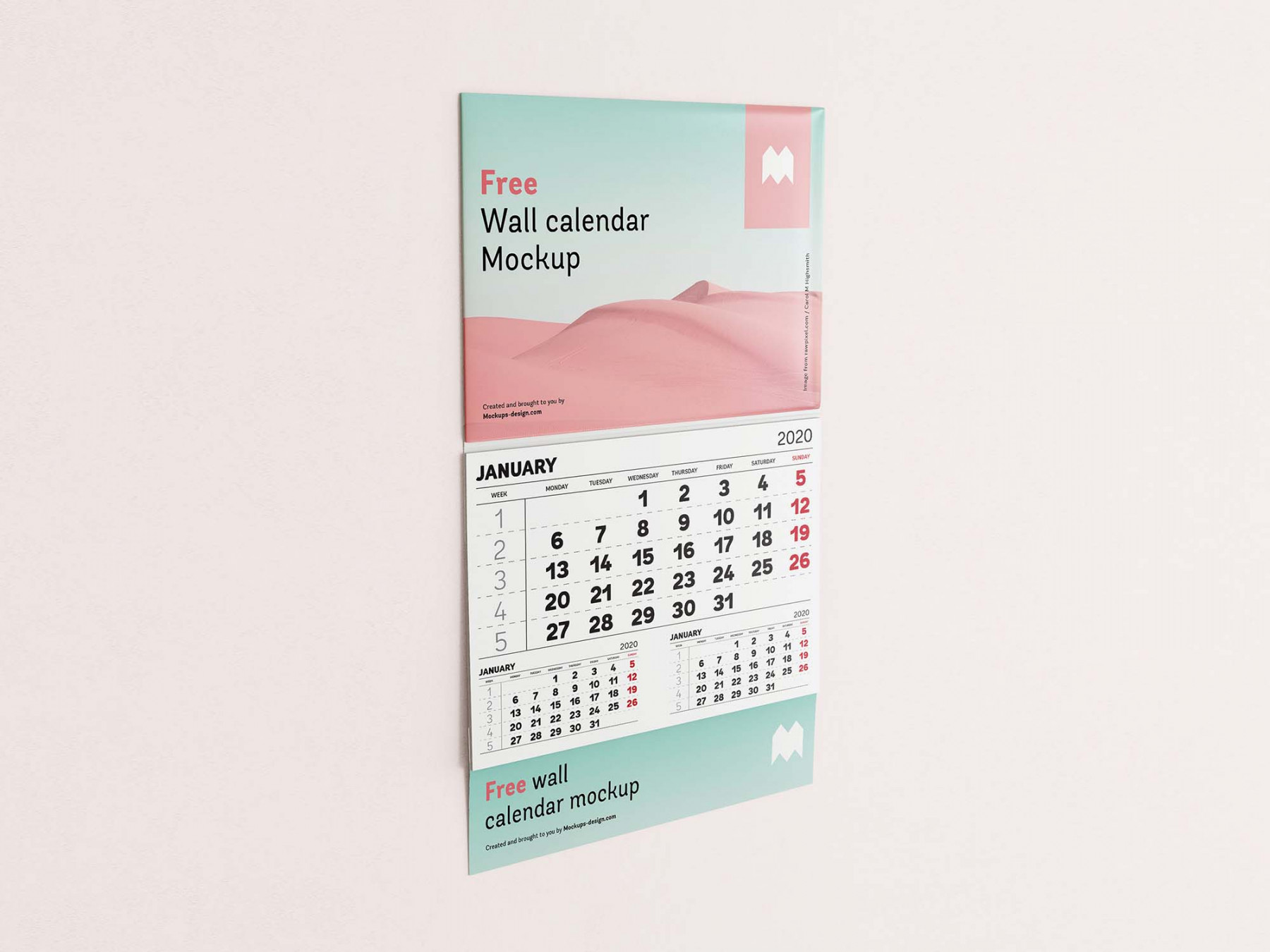 Free Single Panel Wall Calendar Mockup (PSD)