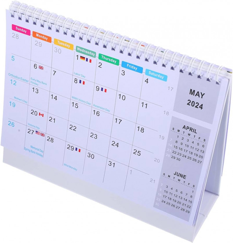 FUNOMOCYA Standing Flip Desktop Calendar  Desk Calendar Paper Simple  Monthly Planner Calendar