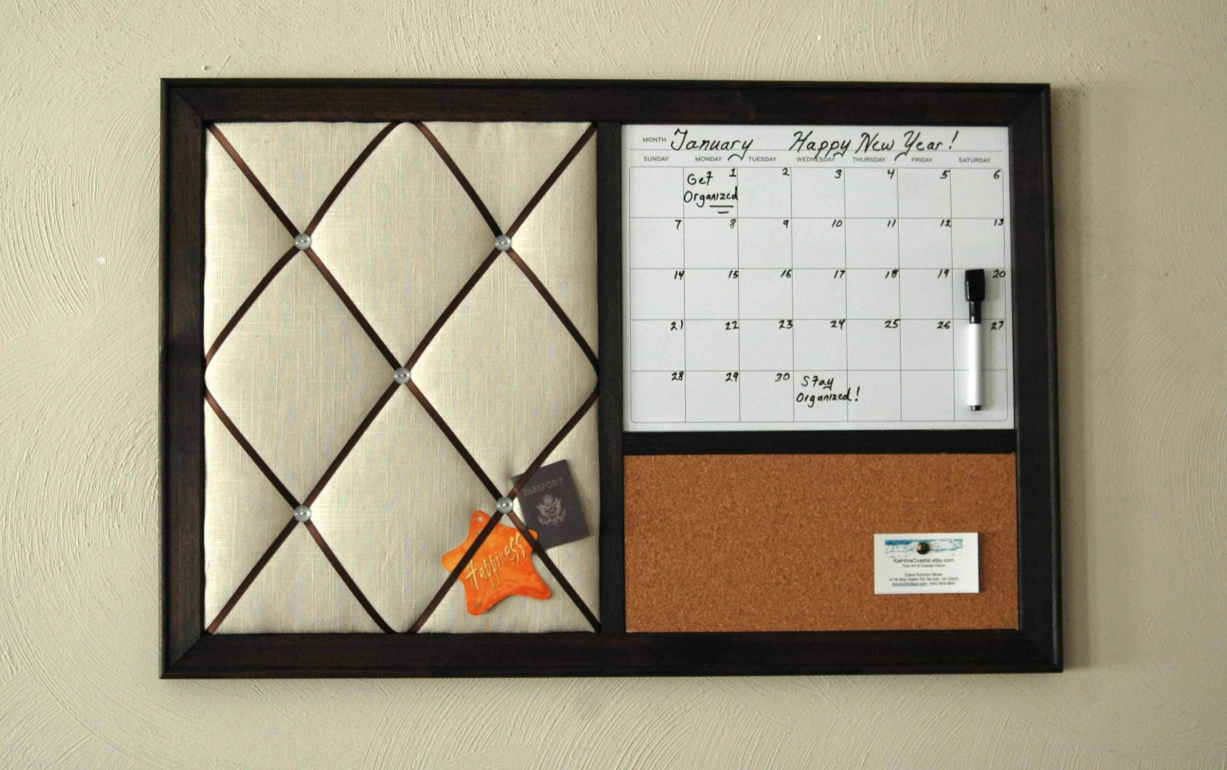 Home Office Wall Decor Dry Erase Monthly Calendar Cork - Etsy