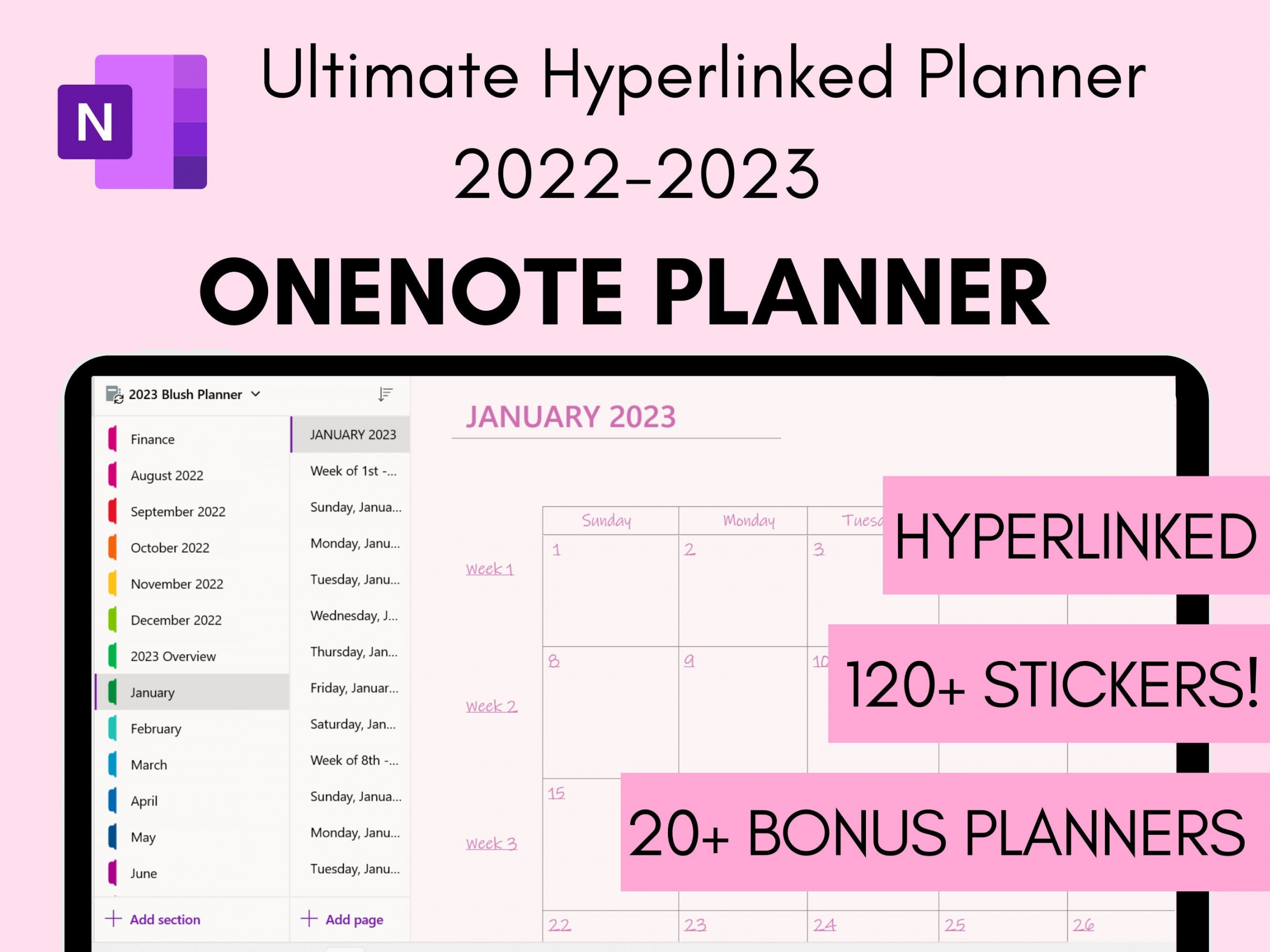 Hyperlinked Onenote Planner Onenote Digital Planner Dated - Etsy