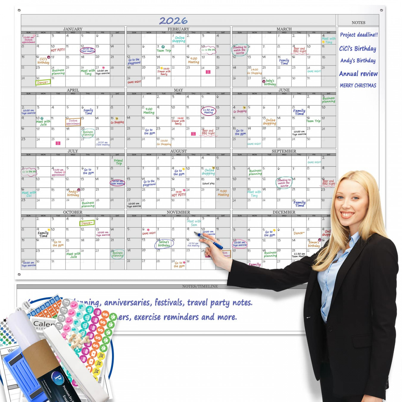 Jumbo Dry Erase Yearly Whiteboard Wall Calendar, " x ", Huge  Month  Laminated Erasable White BSee more Jumbo Dry Erase Yearly Whiteboard Wall
