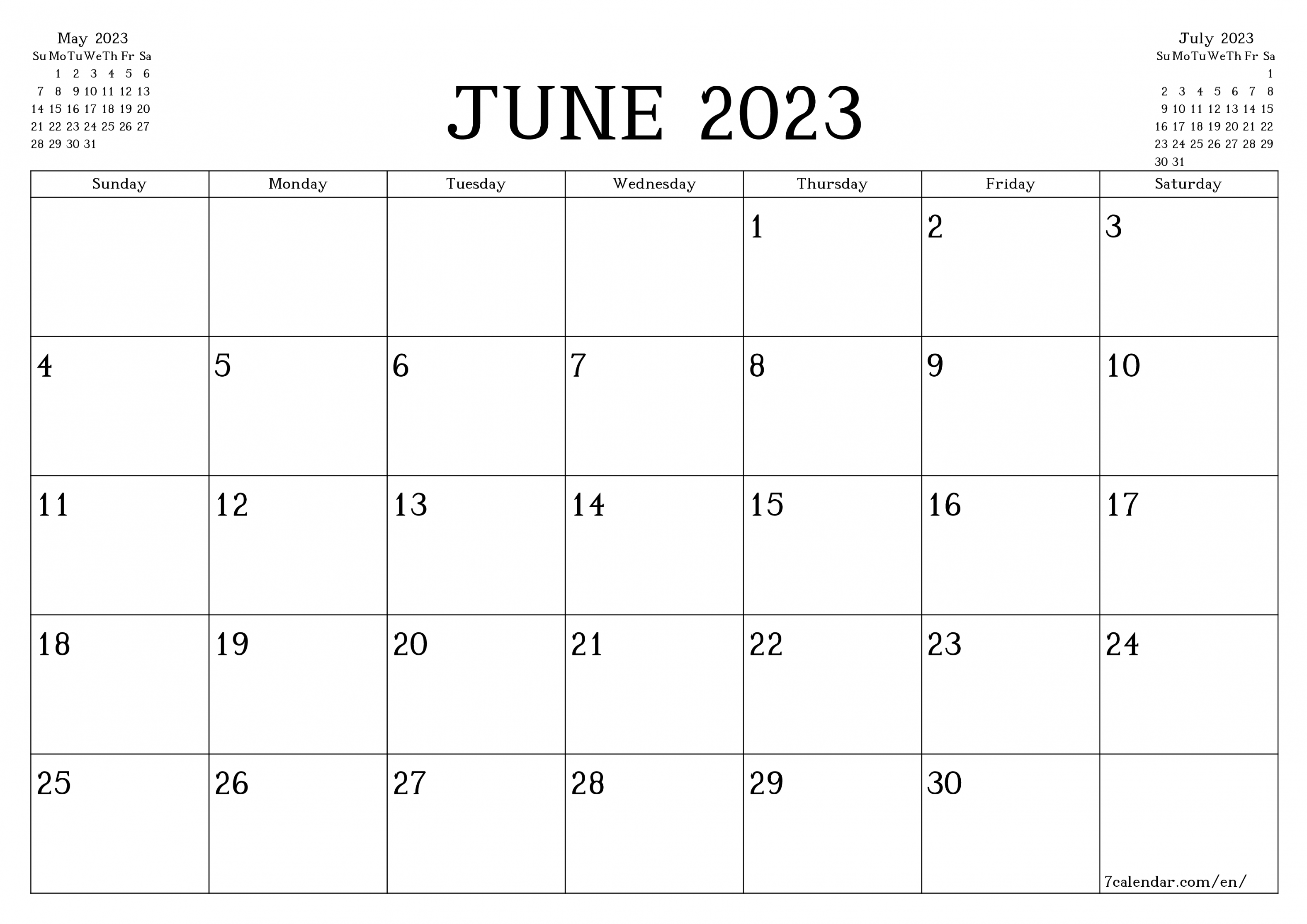June  free printable calendars and planners, PDF templates