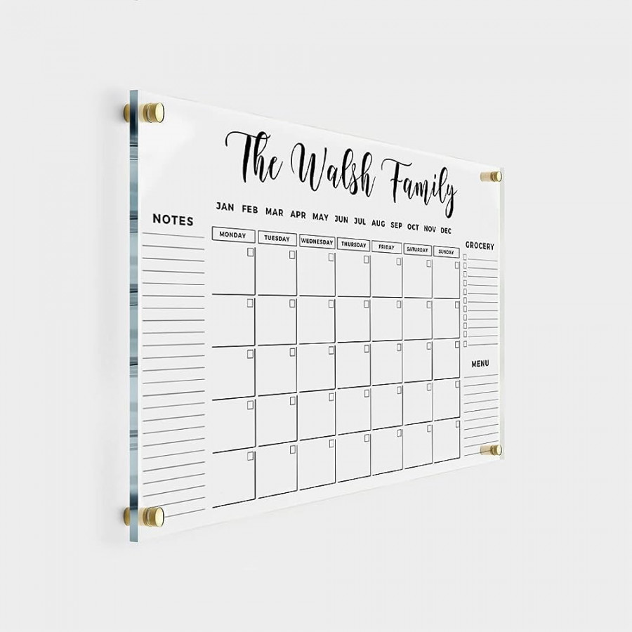 Large Personalized Acrylic Wall Calendar - Dry Erase Calendar Family  Calendar  Calendar Monthly and Weekly Board Family Planner New Home  ("x",