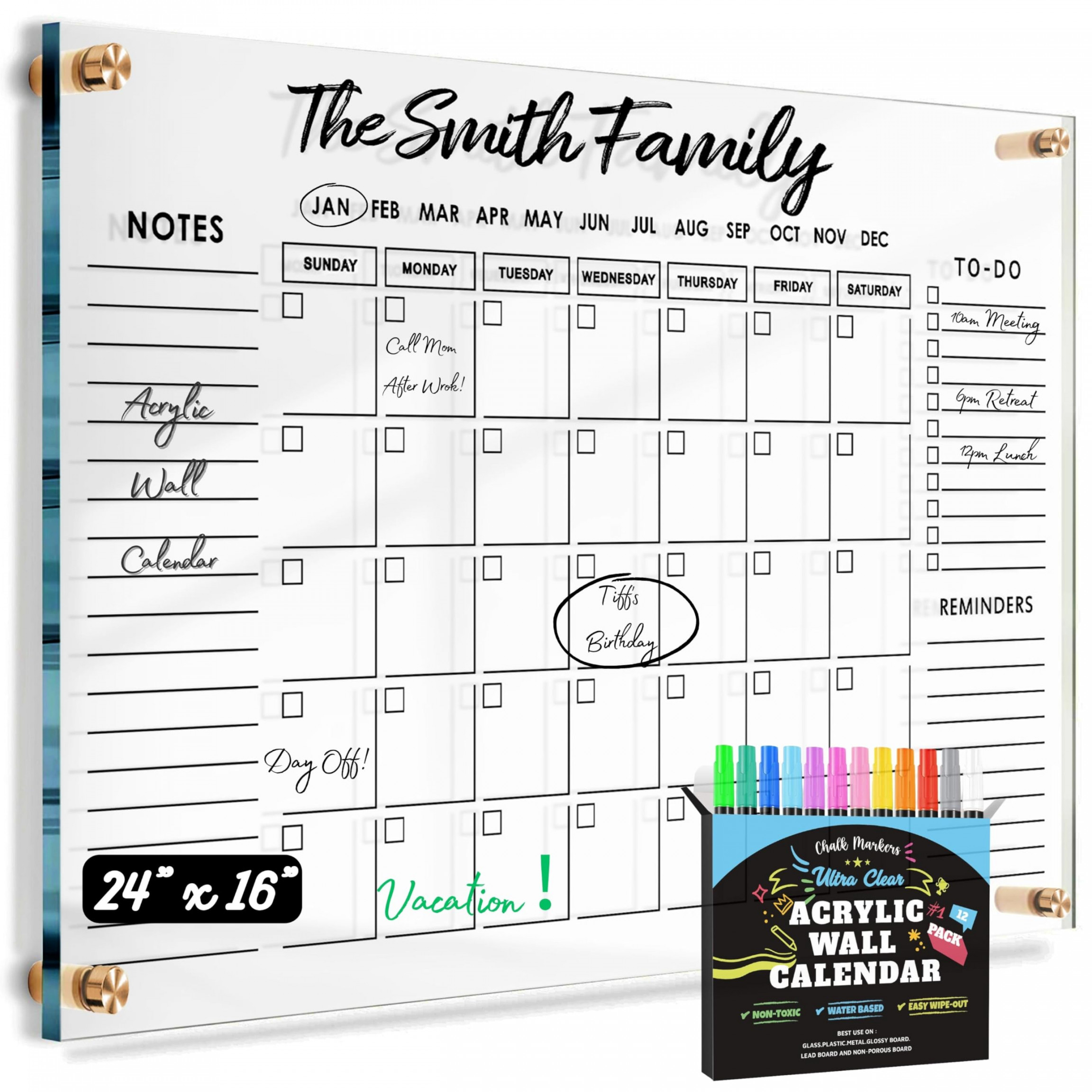 Large Ultra-Clear Acrylic Premium Wall Calendar Dry Erase  " x "  Oversize  Monthly Family CaleSee more Large Ultra-Clear Acrylic Premium  Wall