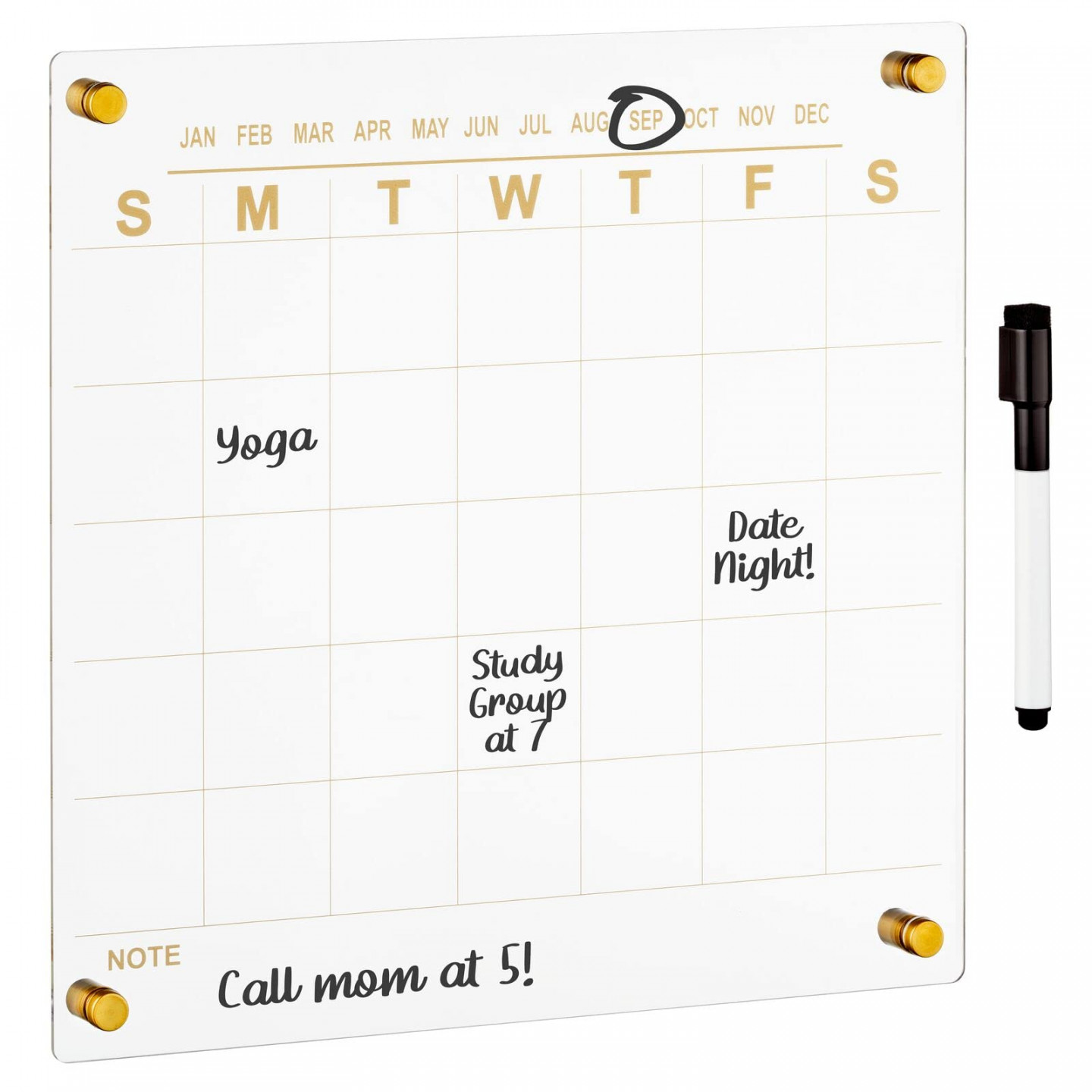mDesign Modern Acrylic Calendar for Wall with Dry Erase Marker - Wall Mount  Monthly Planner Board foSee more mDesign Modern Acrylic Calendar for Wall