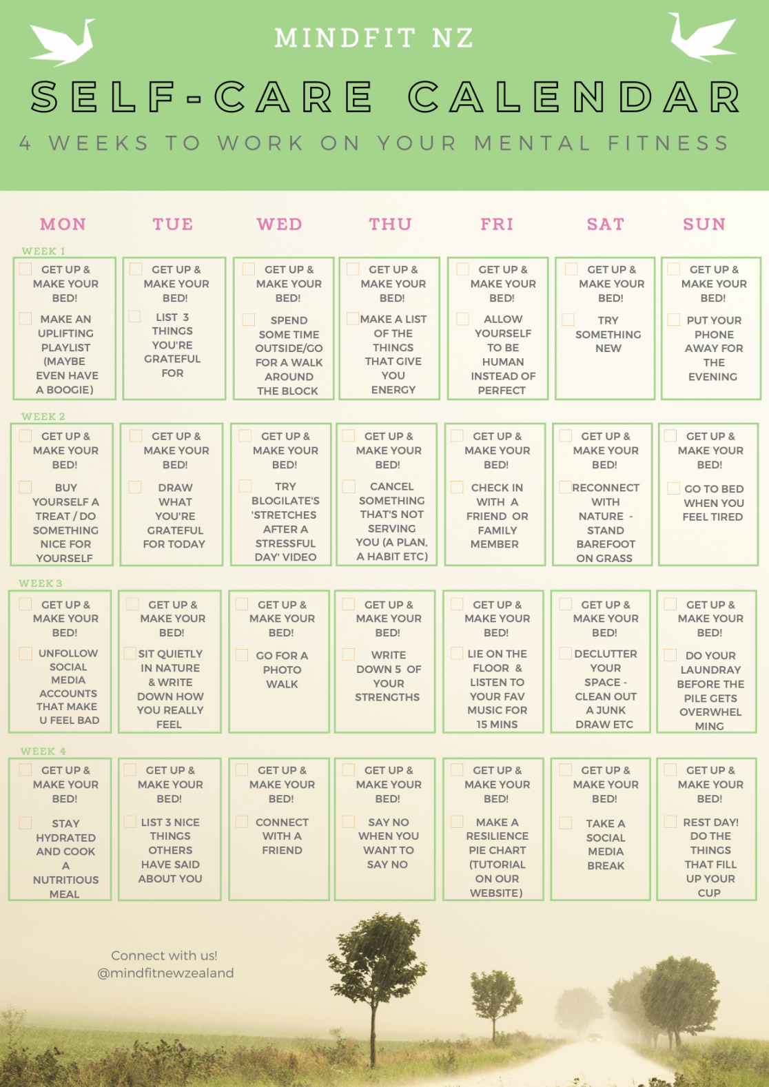 Mindfit NZ - Self-Care Calendar