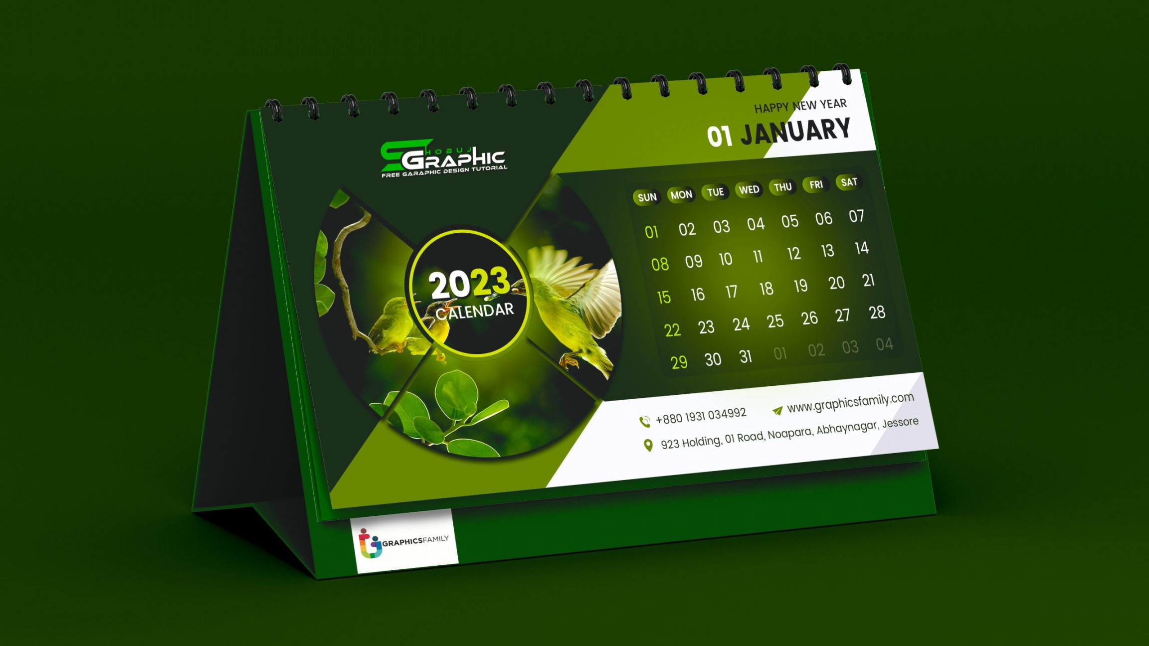 Modern Green Desk Calendar Design  – GraphicsFamily
