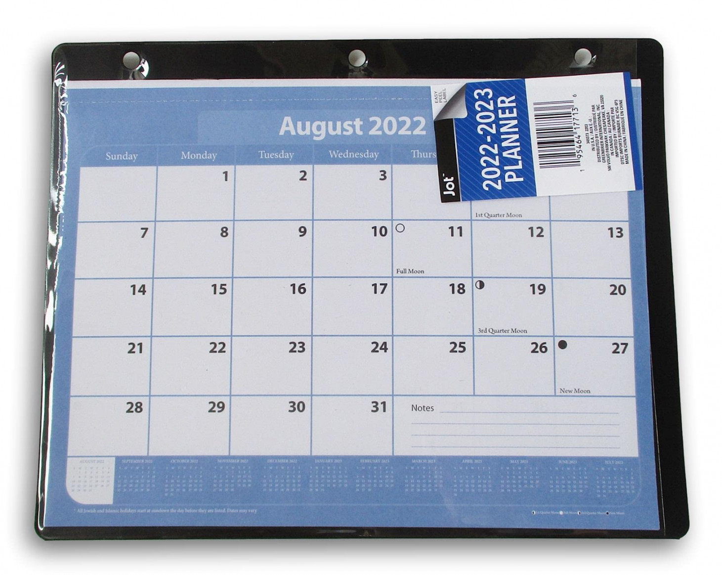 - Monthly School Year Calendar Planner in Protective Sleeve for  -Ring Binder (Blue)