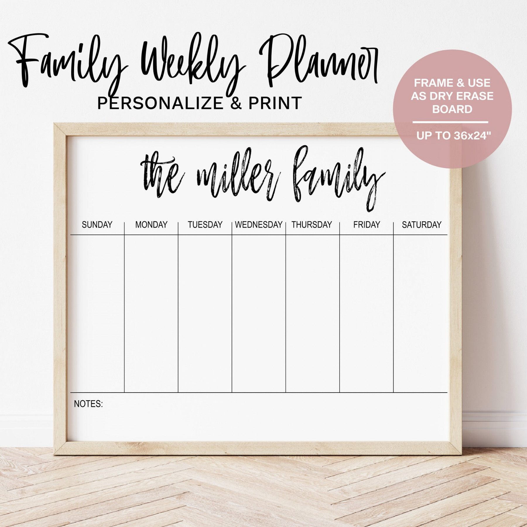 Personalized Large Family Calendar Weekly Organizer Family - Etsy