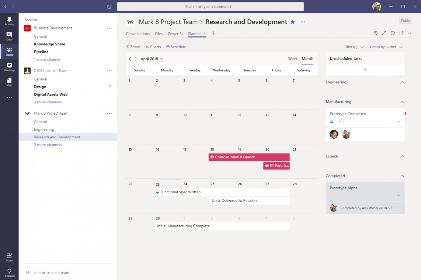 Planner tab in Microsoft Teams now includes the Schedule view and