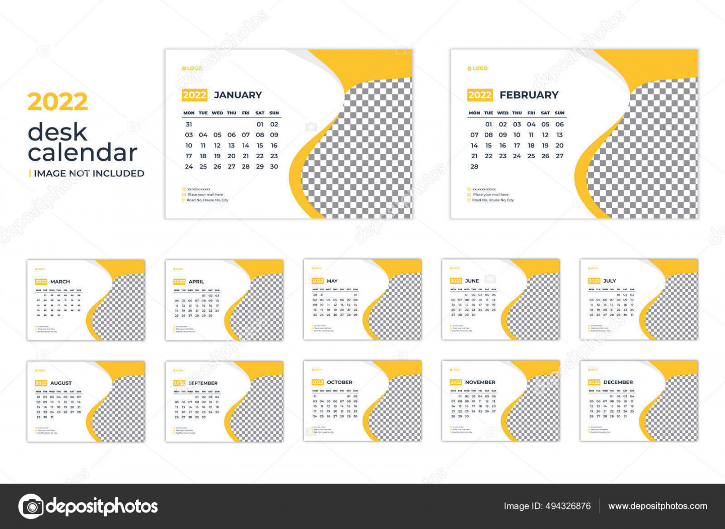 Print Ready Desk Calendar  Design Template Stock Vector by