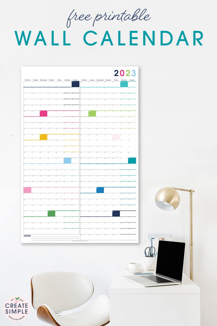 Printable Large Wall Calendar  Instant Free Printable Download