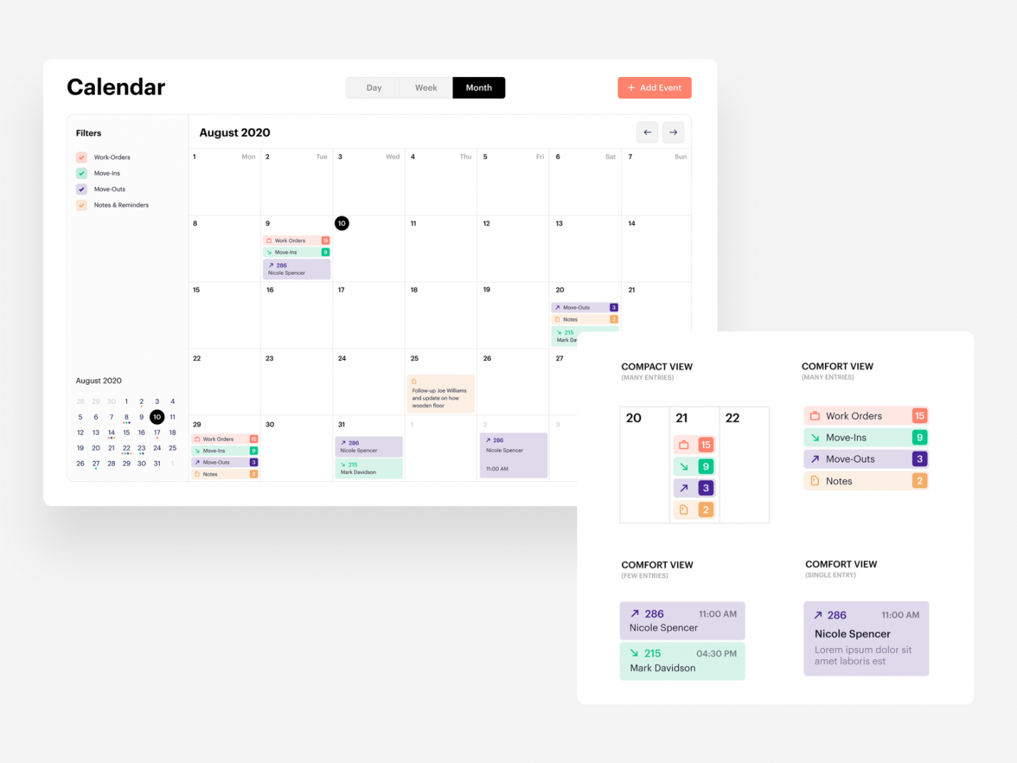 Responsive calendar UI - events categories by Christos on Dribbble