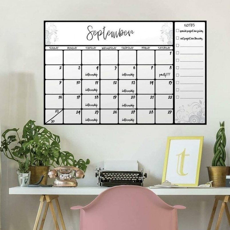 RoomMates Scroll Dry Erase Calendar Peel And Stick Wall Decals