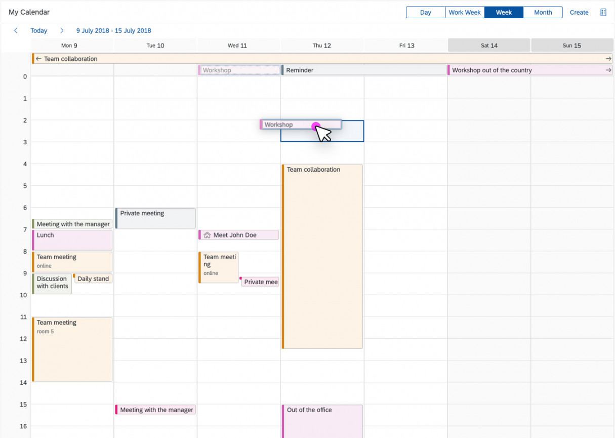 Single Planning Calendar  SAP Fiori for Web Design Guidelines