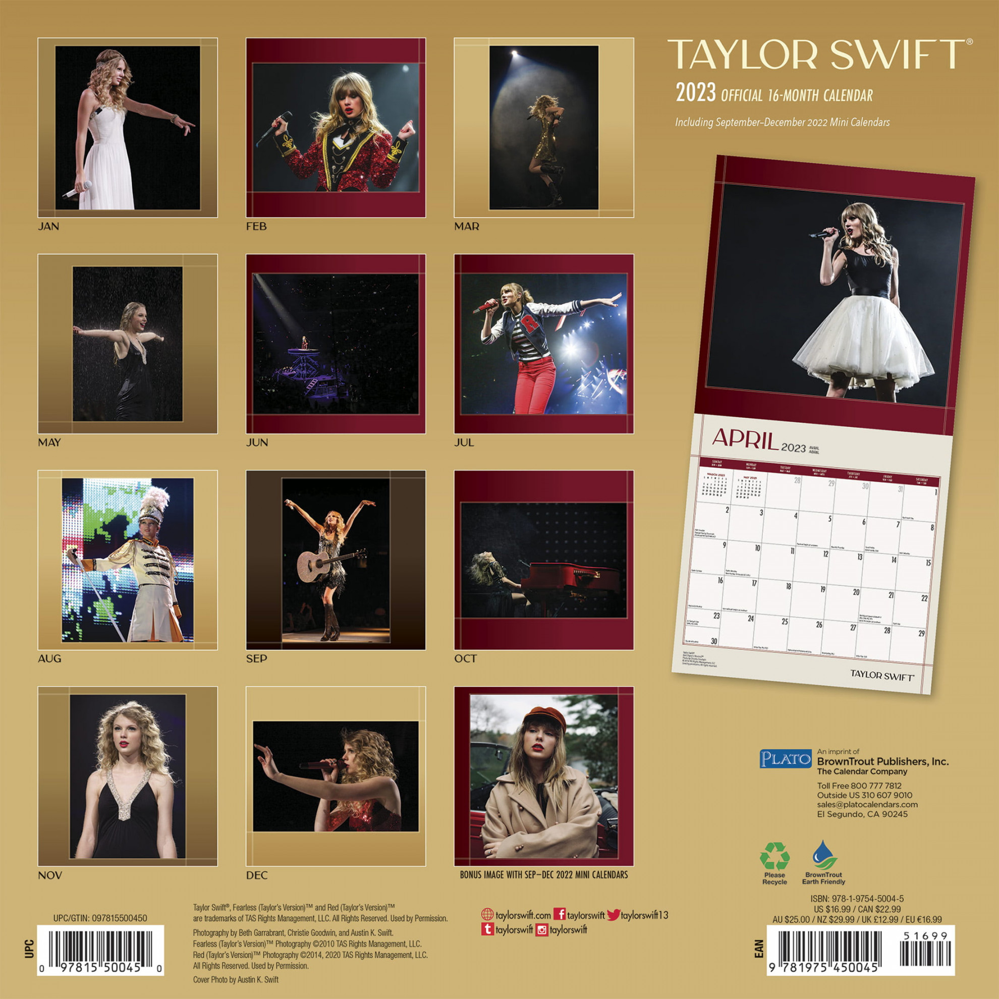 Taylor Swift OFFICIAL   x" (Hanging) Monthly Square Wall Calendar   Plato