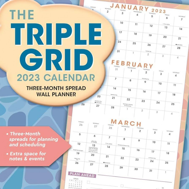 The Triple Grid Calendar  Wall Calendar, " x "