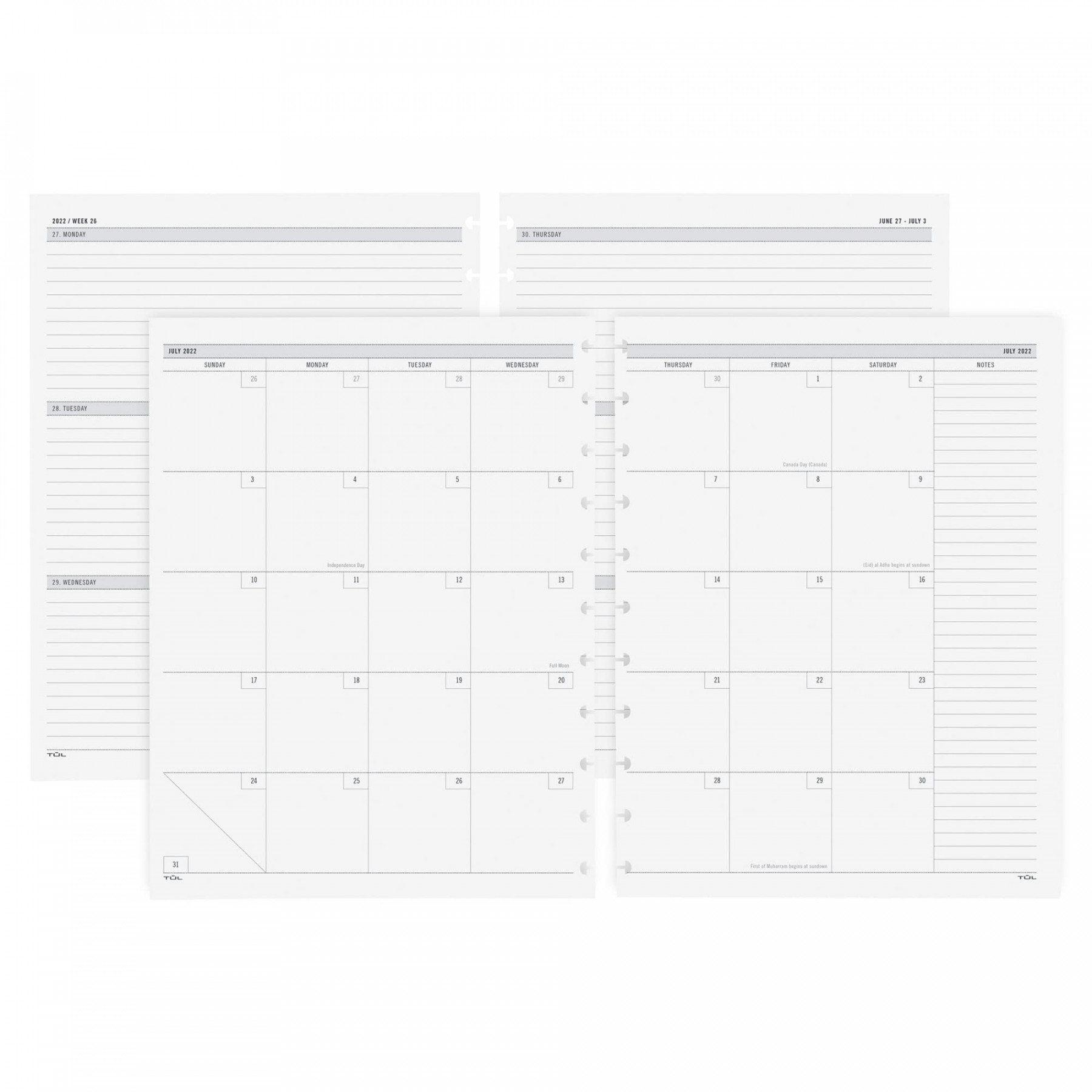 TUL® Discbound Academic Weekly/Monthly Planner Refill Pages, Letter Size,  July  To June , TULLTFILR-WM-AY