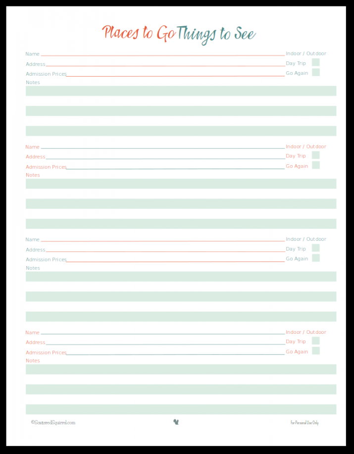 Vacation Planner Printables