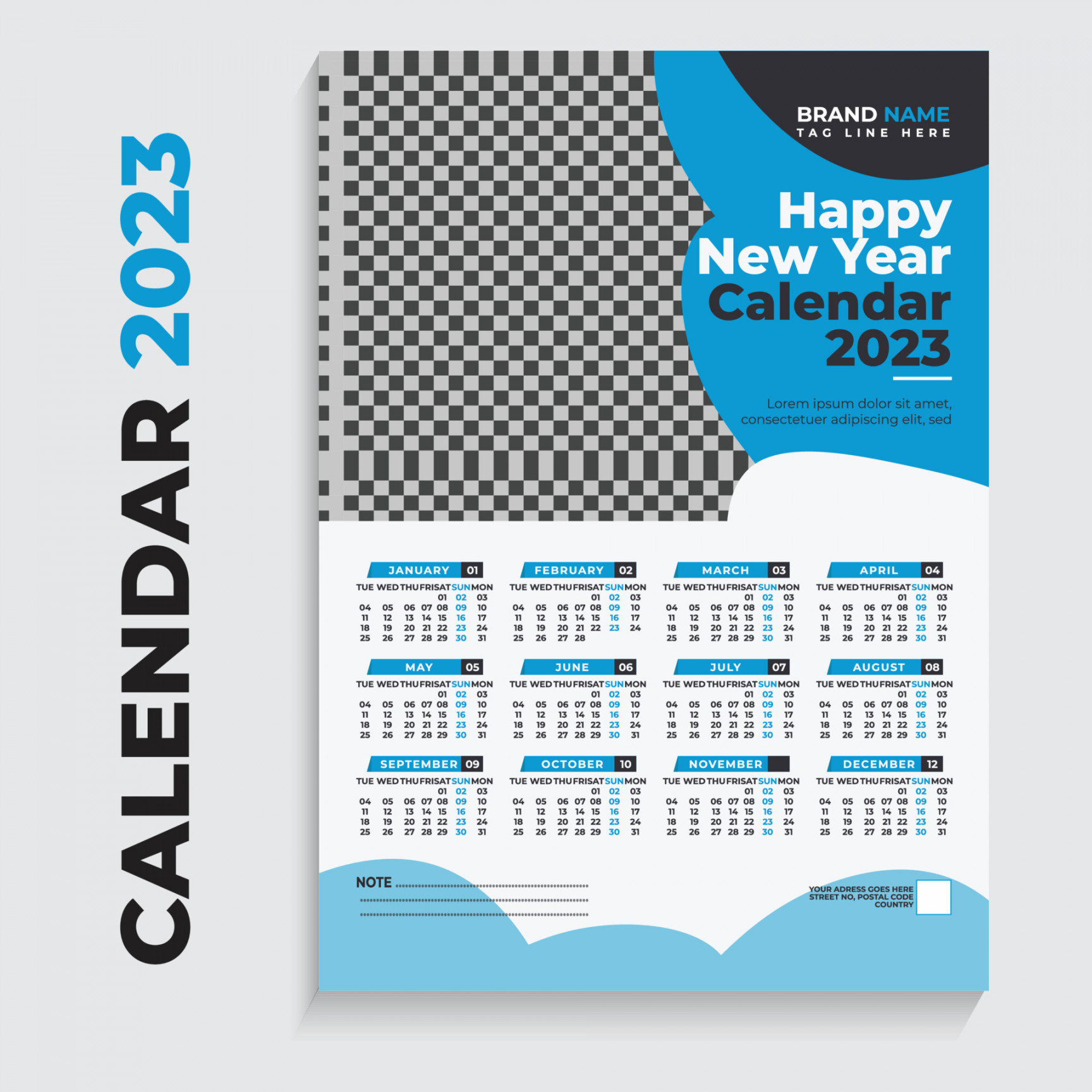 Wall Calendar  Design Template Blue Free Download